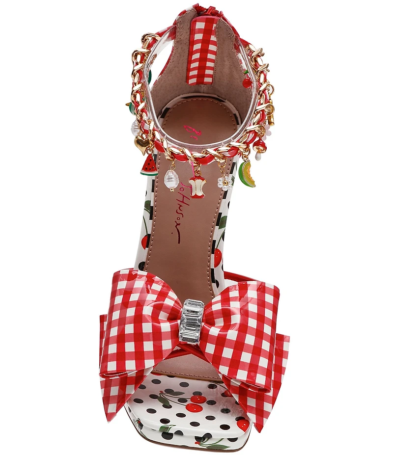 Betsey Johnson Margret Gingham Charm Embellished Dress Sandals