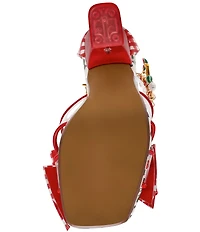 Betsey Johnson Margret Gingham Charm Embellished Dress Sandals