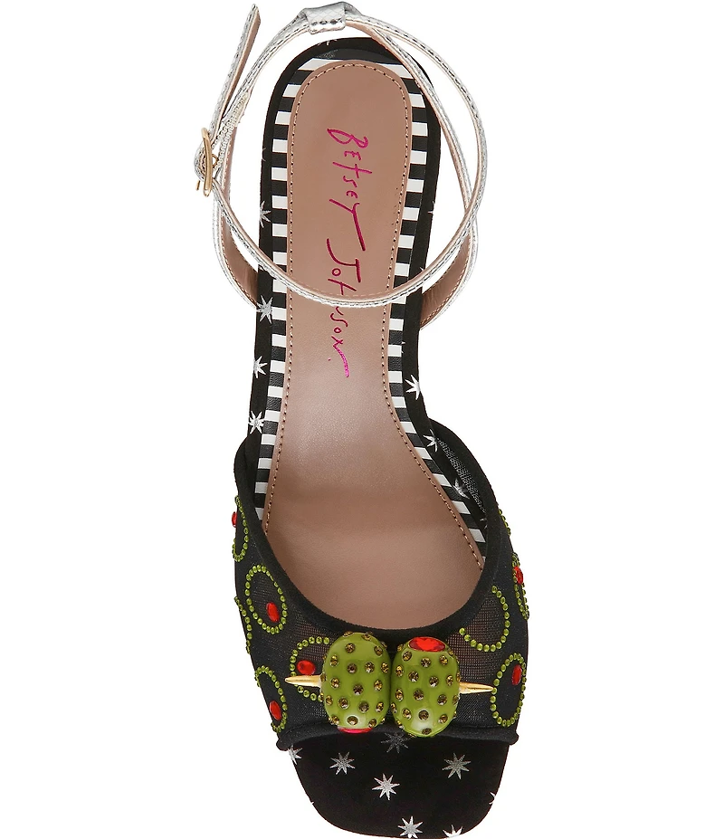 Betsey Johnson Martini Mesh Olive Ornament Dress Sandals