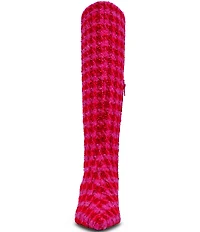 Betsey Johnson Maxxine Houndstooth Kitten Heel Tall Boots