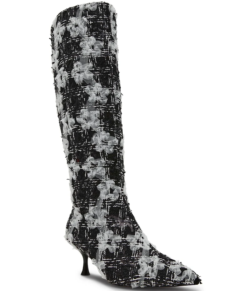 Betsey Johnson Maxxine Plaid Kitten Heel Tall Boots