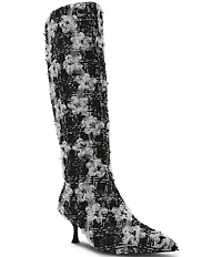 Betsey Johnson Maxxine Plaid Kitten Heel Tall Boots