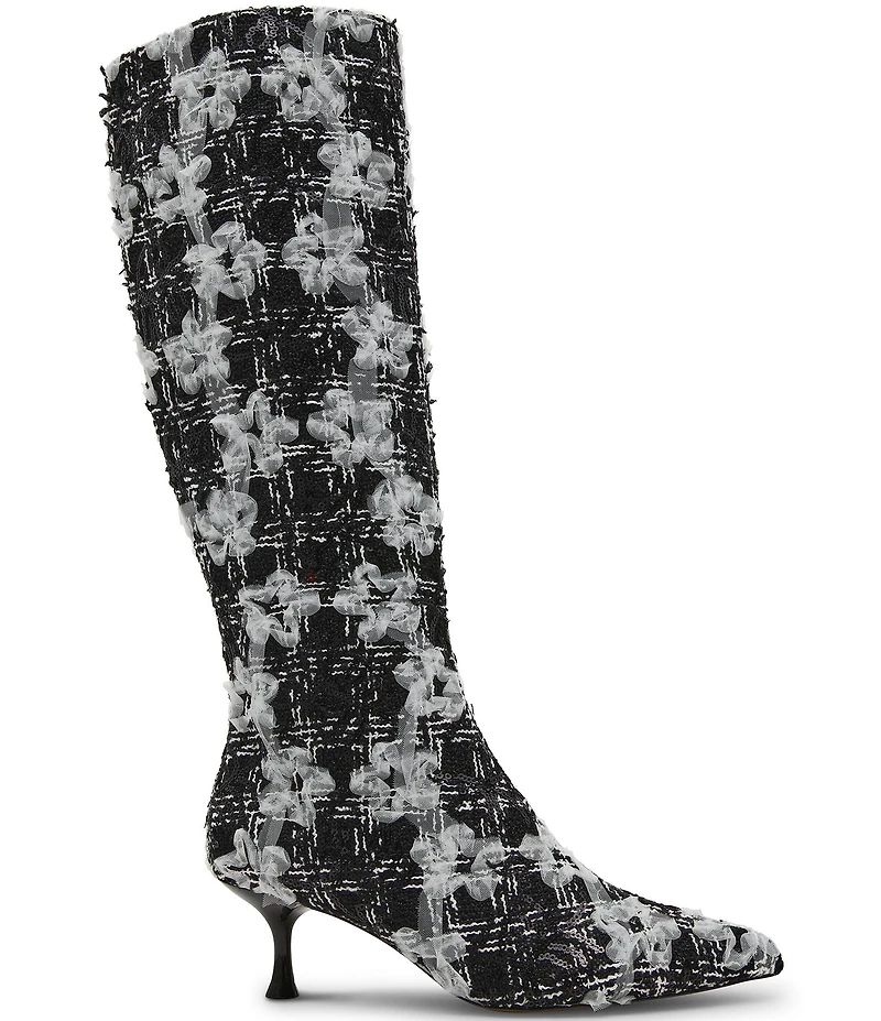 Betsey Johnson Maxxine Plaid Kitten Heel Tall Boots