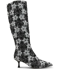 Betsey Johnson Maxxine Plaid Kitten Heel Tall Boots