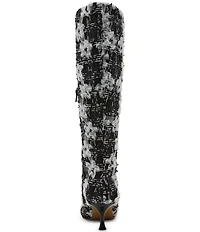 Betsey Johnson Maxxine Plaid Kitten Heel Tall Boots