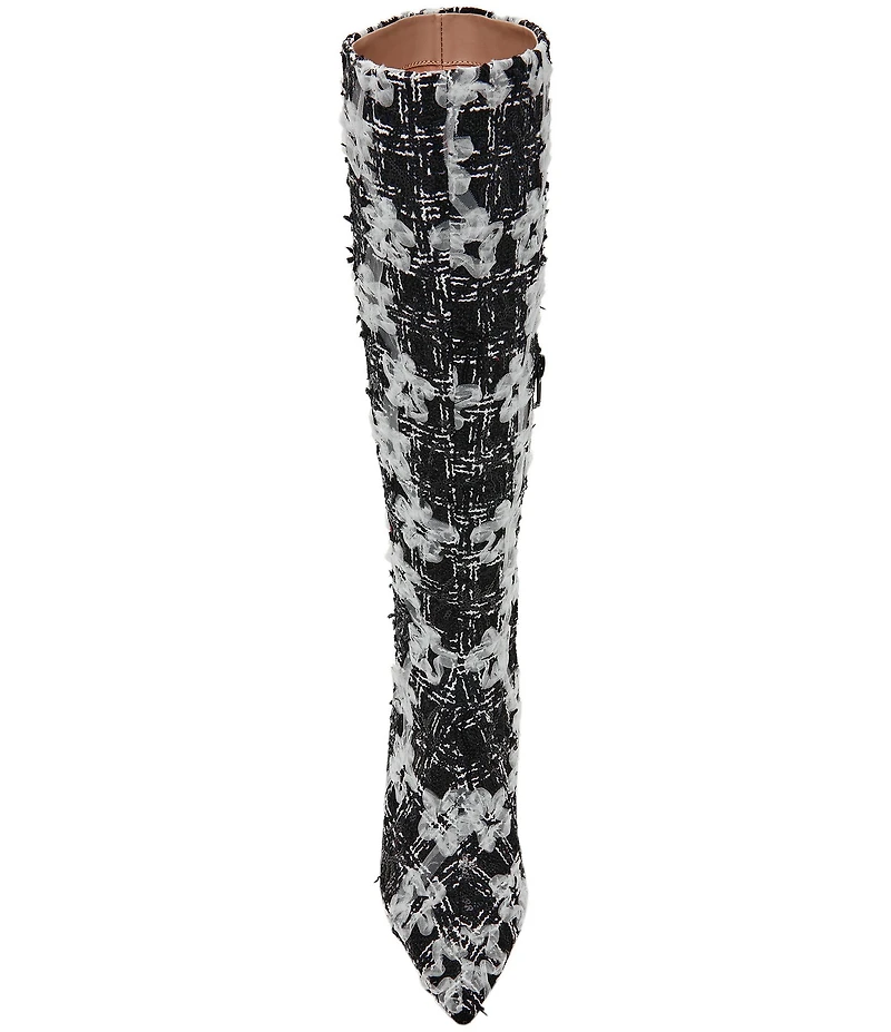 Betsey Johnson Maxxine Plaid Kitten Heel Tall Boots