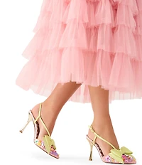 Betsey Johnson Melisa Flower Applique Oversized Bow Slingback Pumps