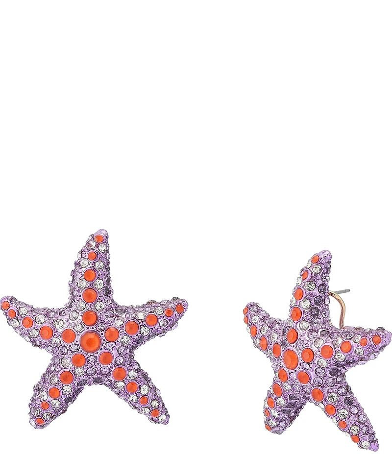 Betsey Johnson Mermaid Jewels Starfish Novelty Button Stud Earrings