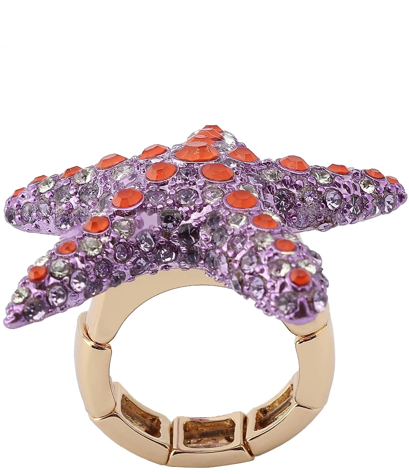 Betsey Johnson Mermaid Jewels Starfish Novelty Statement Cocktail Stretch Ring