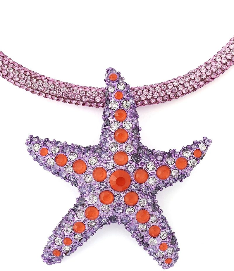 Betsey Johnson Mermaid Jewels Starfish Novelty Statement Rope Short Pendant Necklace