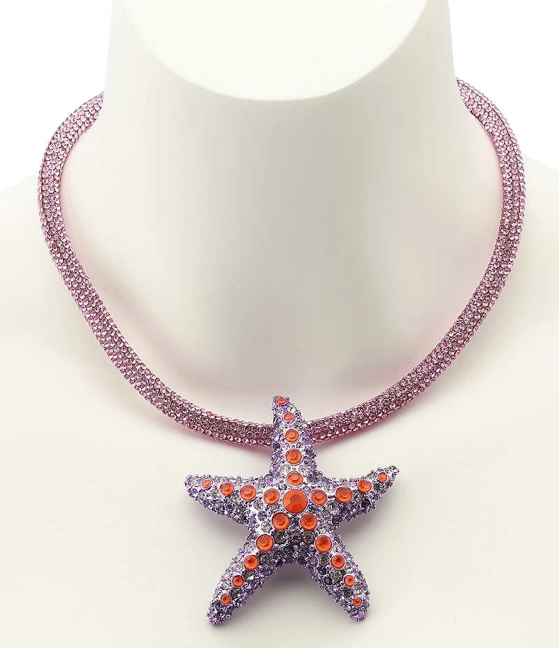 Betsey Johnson Mermaid Jewels Starfish Novelty Statement Rope Short Pendant Necklace
