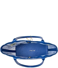 Betsey Johnson Meshin Around Lemon Striped Mesh Scalloped Tote Bag