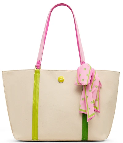 Betsey Johnson Miss Match Canvas Tote Bag With Scarf