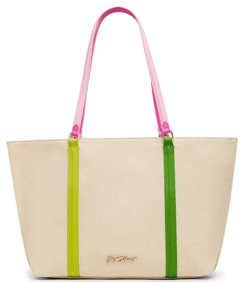 Betsey Johnson Miss Match Canvas Tote Bag With Scarf
