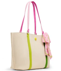 Betsey Johnson Miss Match Canvas Tote Bag With Scarf