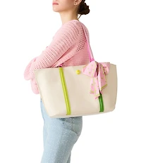 Betsey Johnson Miss Match Canvas Tote Bag With Scarf