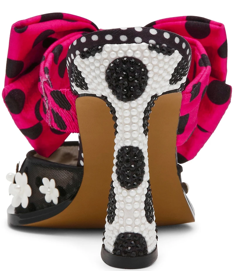 Betsey Johnson Naomi Flower Applique Oversized Bow Mule Heels