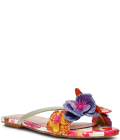 Betsey Johnson Nicolle Butterfly and Flower Embellished Flat Sandals
