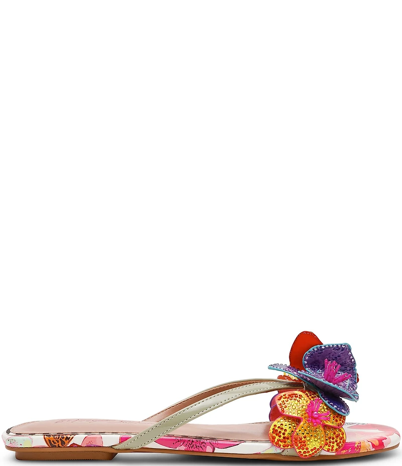 Betsey Johnson Nicolle Butterfly and Flower Embellished Flat Sandals