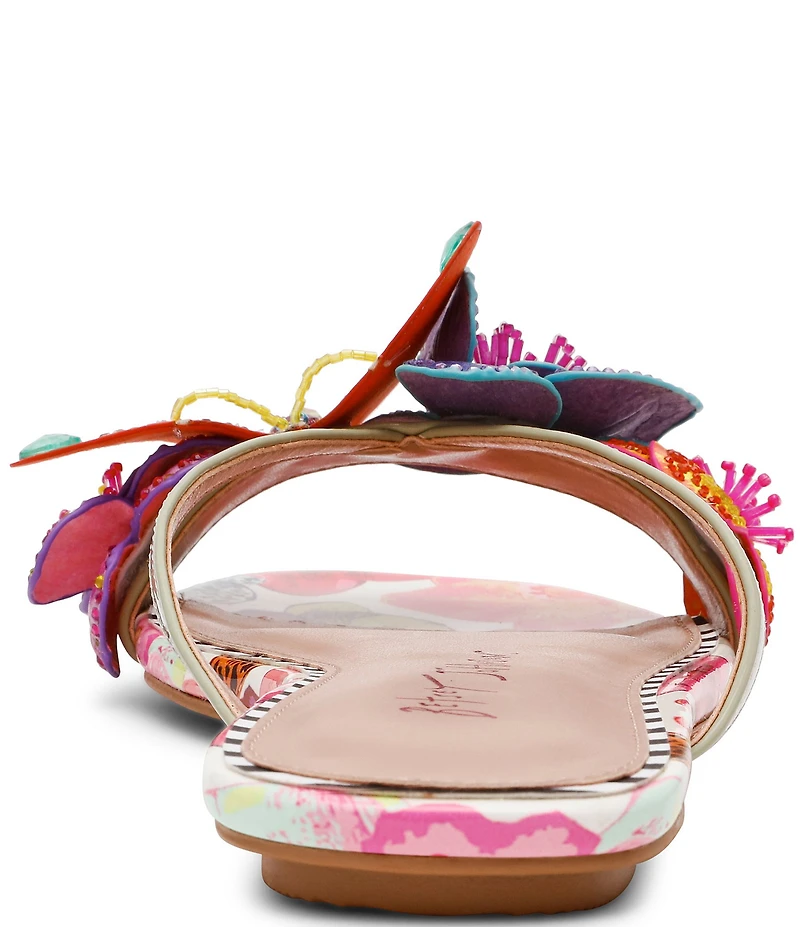 Betsey Johnson Nicolle Butterfly and Flower Embellished Flat Sandals
