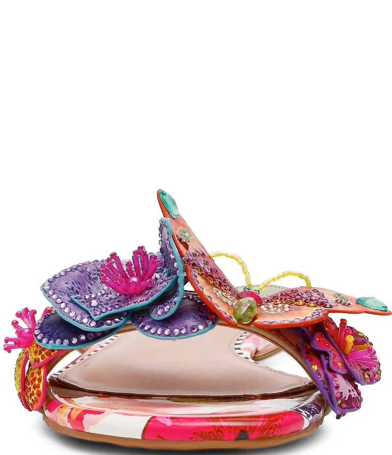 Betsey Johnson Nicolle Butterfly and Flower Embellished Flat Sandals