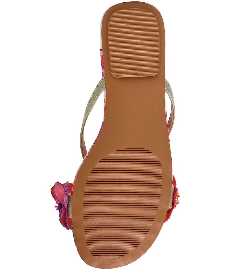 Betsey Johnson Nicolle Butterfly and Flower Embellished Flat Sandals