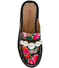 Betsey Johnson Norah Leopard Houndstooth Pearl Loafer Mules