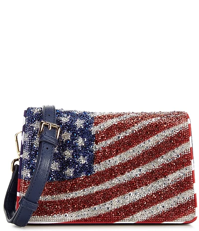 Betsey Johnson Oh My Stars American Flag Rhinestoned Crossbody Bag