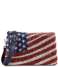 Betsey Johnson Oh My Stars American Flag Rhinestoned Crossbody Bag