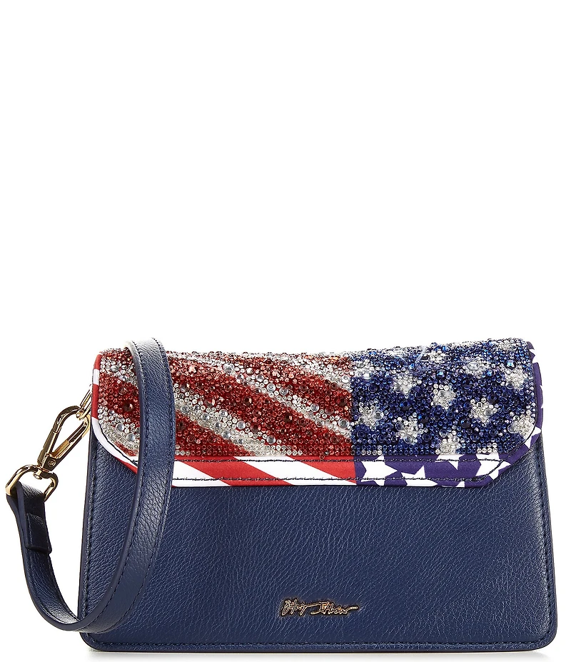 Betsey Johnson Oh My Stars American Flag Rhinestoned Crossbody Bag