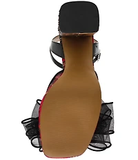 Betsey Johnson Palloma Plaid Embellished Bow Leopard Heel Platform Dress Sandals