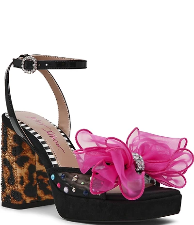 Betsey Johnson Palloma Multi Embellished Bow Platform Dress Sandals