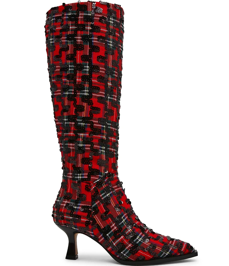 Betsey Johnson Pamella Plaid Boucle Tall Boots