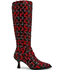 Betsey Johnson Pamella Plaid Boucle Tall Boots