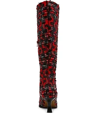 Betsey Johnson Pamella Plaid Boucle Tall Boots