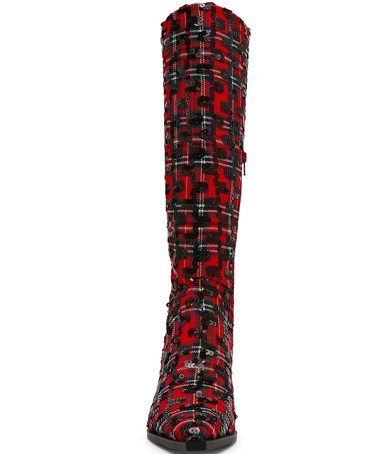 Betsey Johnson Pamella Plaid Boucle Tall Boots