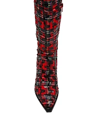 Betsey Johnson Pamella Plaid Boucle Tall Boots
