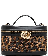 Betsey Johnson x Paris Hilton Leopard Rhinestone Top Handle Vanity Case Bag