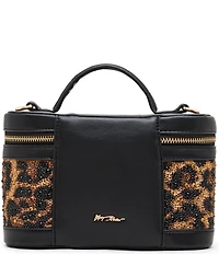 Betsey Johnson x Paris Hilton Leopard Rhinestone Top Handle Vanity Case Bag