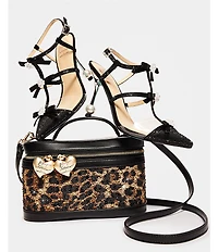 Betsey Johnson x Paris Hilton Leopard Rhinestone Top Handle Vanity Case Bag
