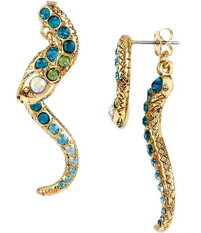 Betsey Johnson Pave Crystal Snake Novelty Front/Back Earrings