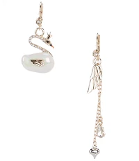 Betsey Johnson Pearl Critters Swan & Wing Novelty Mismatch Earrings