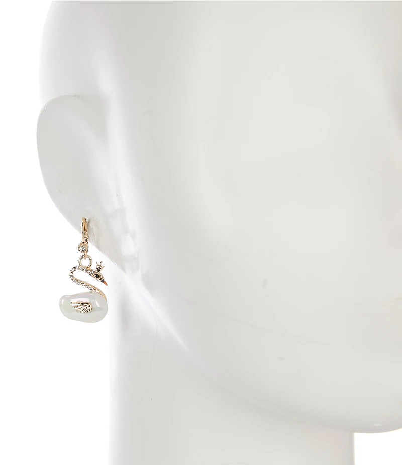 Betsey Johnson Pearl Critters Swan & Wing Novelty Mismatch Earrings