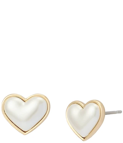 Betsey Johnson Pearl Heart Stud Earrings