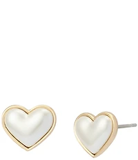 Betsey Johnson Pearl Heart Stud Earrings