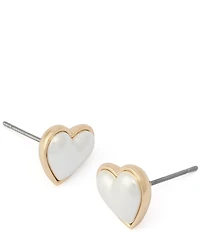 Betsey Johnson Pearl Heart Stud Earrings