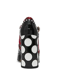 Betsey Johnson Perrie T-Strap Plaid Heart Detail Platform Pumps
