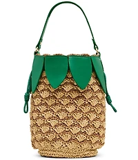 Betsey Johnson Pineapple Straw Drawstring Bucket Bag