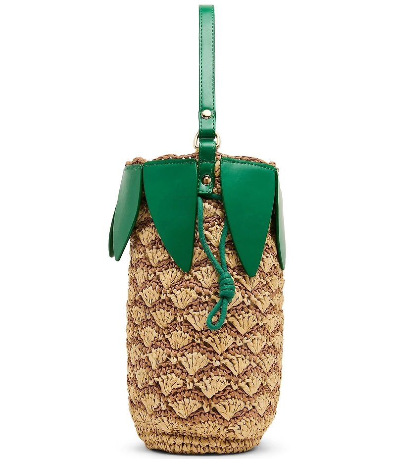 Betsey Johnson Pineapple Straw Drawstring Bucket Bag