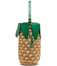 Betsey Johnson Pineapple Straw Drawstring Bucket Bag